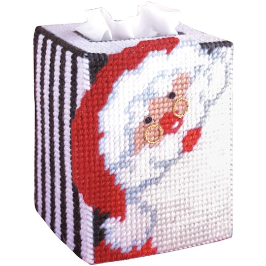 Design Works&#x2122; Santa Plastic Canvas Tissue Box Kit